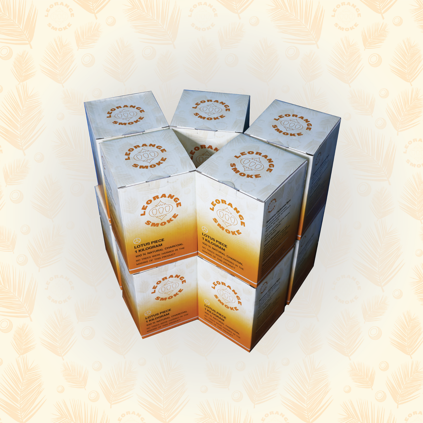 Display of a 10 units lotus head charcoal Bundle