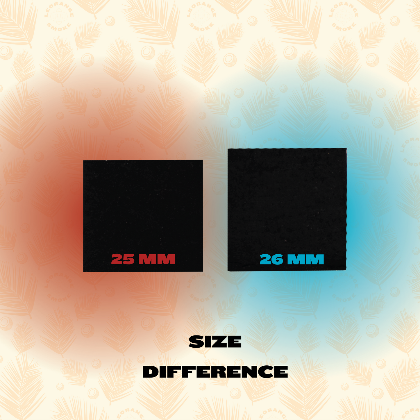 Size comparison of Leorange charcoal: Large vs. Extra Large cubes side by side.