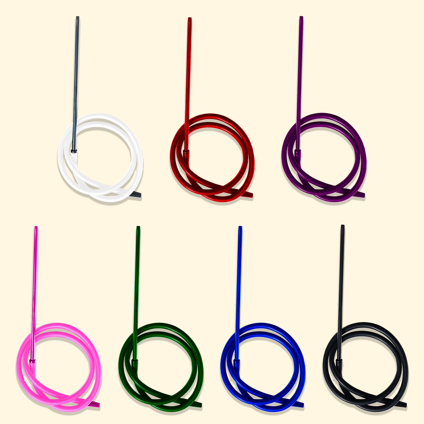 All 7 colors of Aluminum hose handles shown together