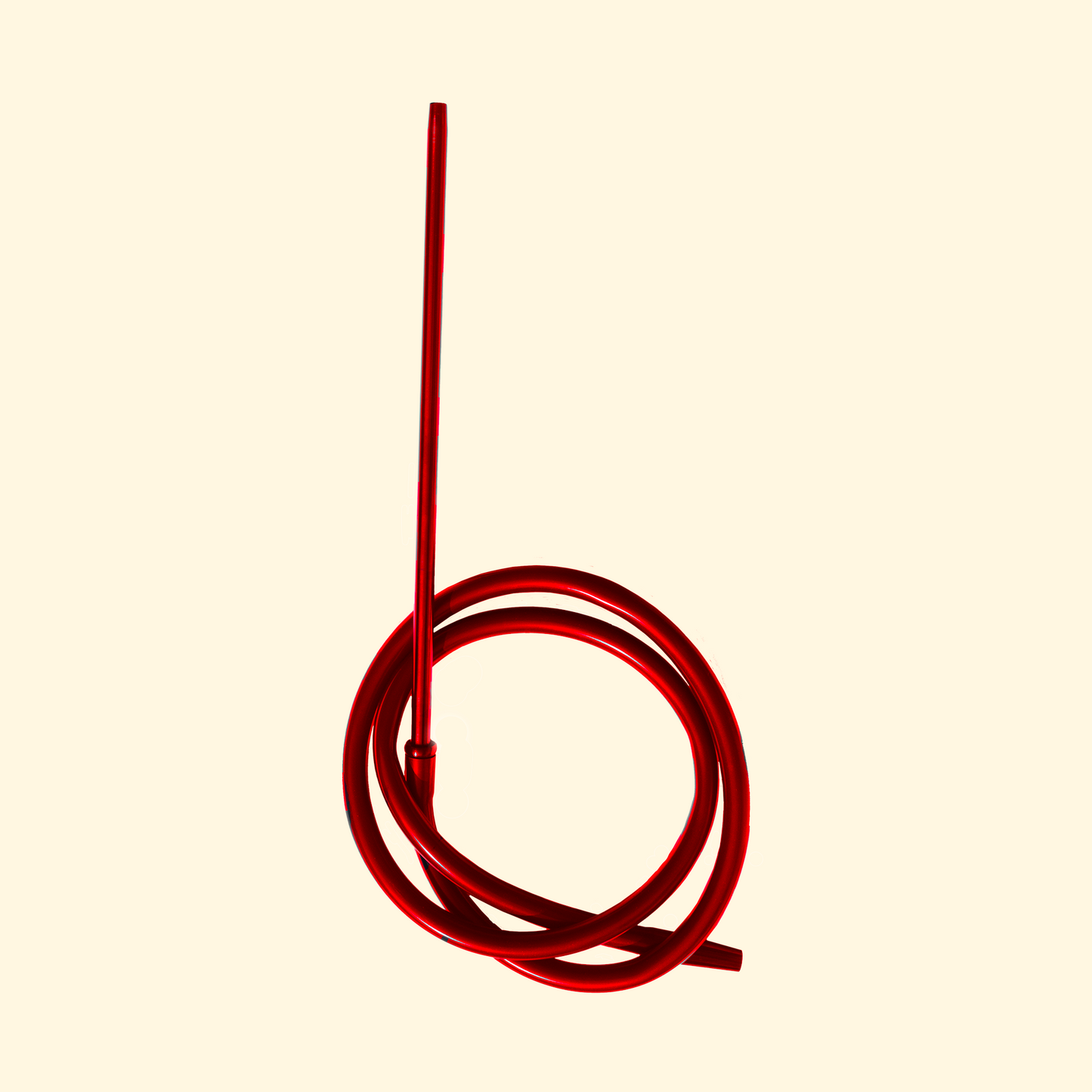 Silicone hookah hose in red with matching red aluminum handle
