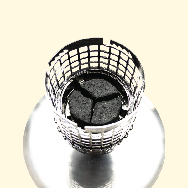 Top View of LeOrange HMD Cage with lotus Coals #LeOrange_silver