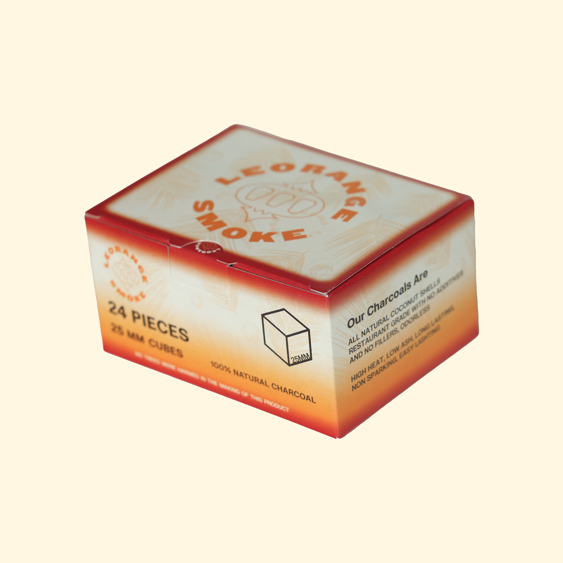 LeOrange 24-Pack Coconut Charcoal – 25mm charcoal Cubes for Hookah
