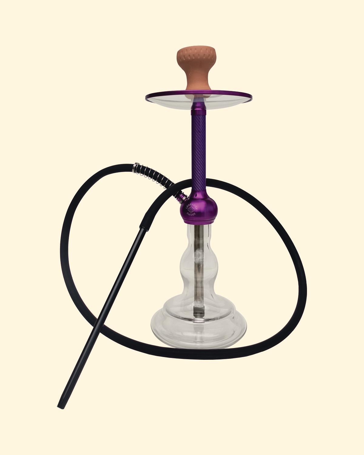Carbon Style purple Hookah Set with Black Silicone hose